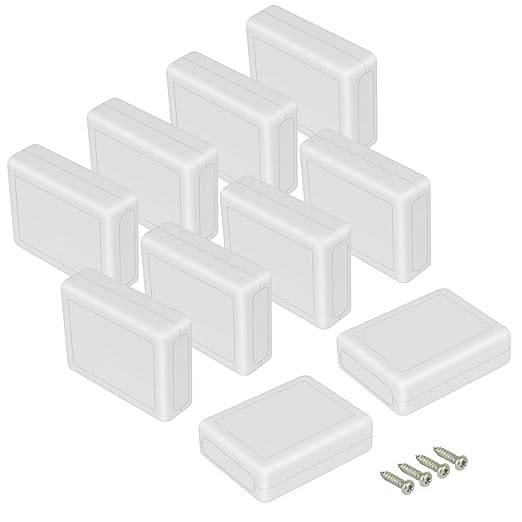 LeMotech Project Box 10 Pieces ABS Plastic Electrical Project Case Small Junction Box for Electronics White 3.54 x 2.75 x 1.10 inch (90 x 70 x 28 mm) by LeMotech