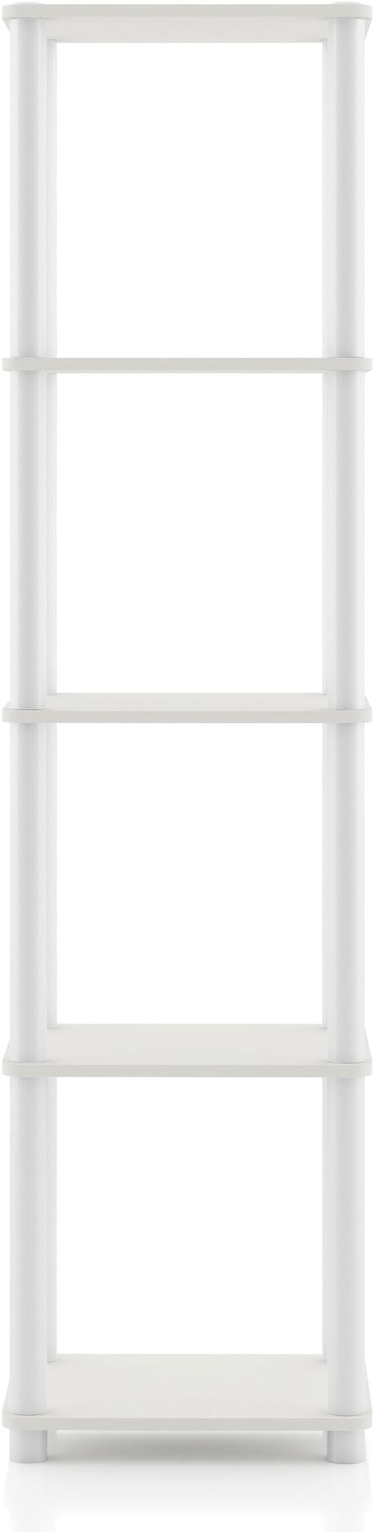 Homes: Inside + Out Apexa Modern 5-Tier Narrow Shelving Units, Collectibles Display Shelves, Easy Assembly Standing Shelf, Home Storage Organizer for Living Room, Bedroom, Office, White - Image 12