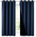 NICETOWN 100% Blackout Curtain Panels, Thermal Insulated Black Liner Curtains for Nursery Room, Noise Reducing and Cold Blocking Drapes for Windows (Navy Blue, Set of 2, 52-inch Wide by 63-inch Long) by NICETOWN