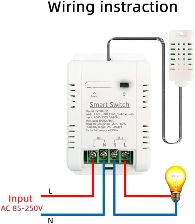 High Power Tuya 16A WiFi Temperature Humidity Controller -Wireless Remote Control with Energy Consumption Monitoring,for Greenhouse,Homebrew,Climbing Pet Breeding,Incubator,Alexa Voice Compatible - Image 2