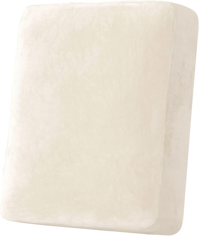 H.VERSAILTEX Velvet Stretch Couch Cushion Cover Plush Cushion Slipcover for Chair Cushion Furniture Protector Seat Cushion Sofa Cover (1 Piece Armchair Cushion Covers, Cream) by HVERSAILTEX