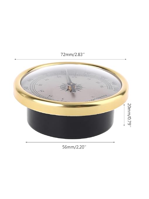 72mm Round Analog Hygrometer Gold Humidity Meter Gauge No Battery Needed Humidity Monitor for Home Office Room Indoor Use - Image 2