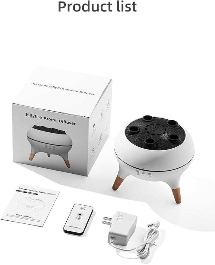 Jellyfish Essential Oil Diffuser,250ml Ultrasonic Aromatherapy Humidifier with 5-Nozzle Mist Ring,Sound Pickup Music Sync,7-Color LED Night Light,Remote Control, Quiet Desktop Decor for Home Office - Image 8