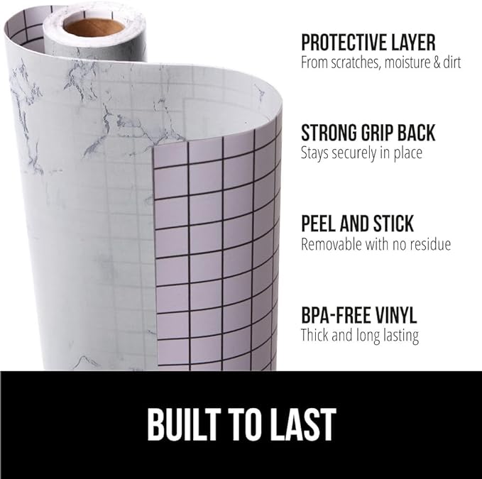 GORILLA GRIP Peel and Stick Paper, Removable Cover for Books, Shelves, Countertops, Drawers, Cabinets and Crafts, Easy Install Kitchen Decor, Shelf, Drawer, Cabinet Liners 17.5 in x 10 FT White Marble - Image 2