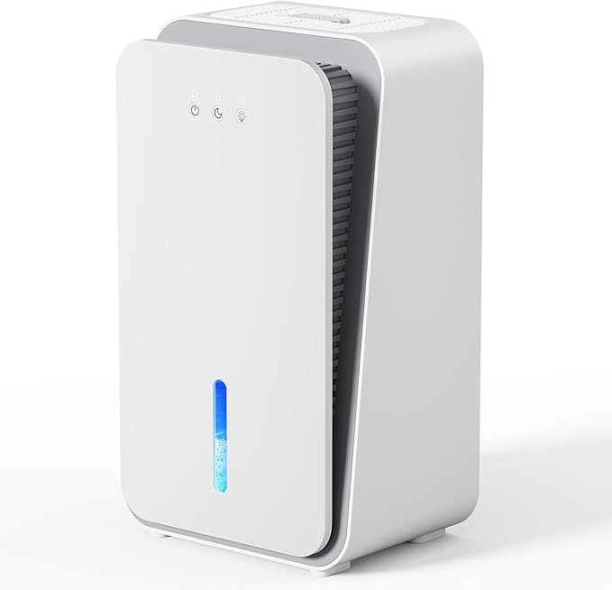 Dehumidifier for Home, 1000 sq.ft Dehumidifier with Auto Shut Off, 7-Color LED Light Built-in Aromatherapy Diffuser, Ultra-Quiet Dehumidifiers for Bedroom, Bathroom, Basement (White) by Unknown