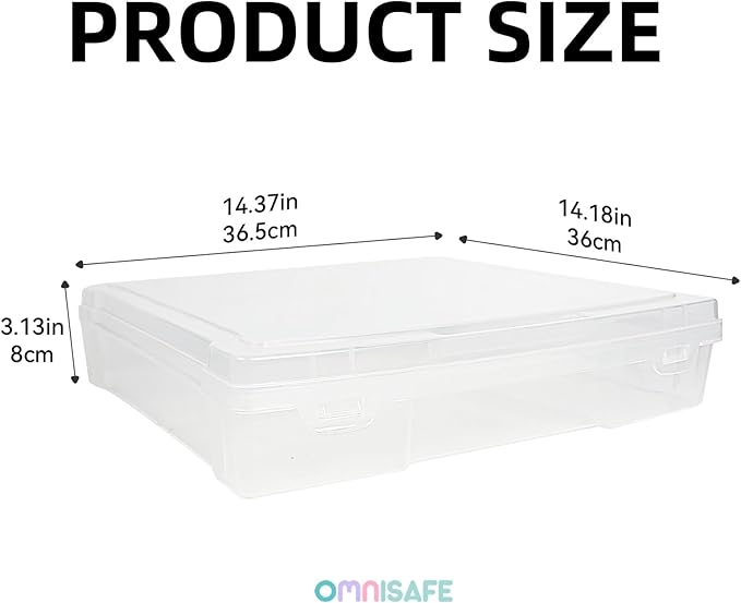 12" x 12" Plastic Scrapbook Paper Storage Cases, Thick Portable Organizers, Hobby Art Craft Box, Acid-Free Rounded Corner Containers with Handle, 6-Pack - Image 2