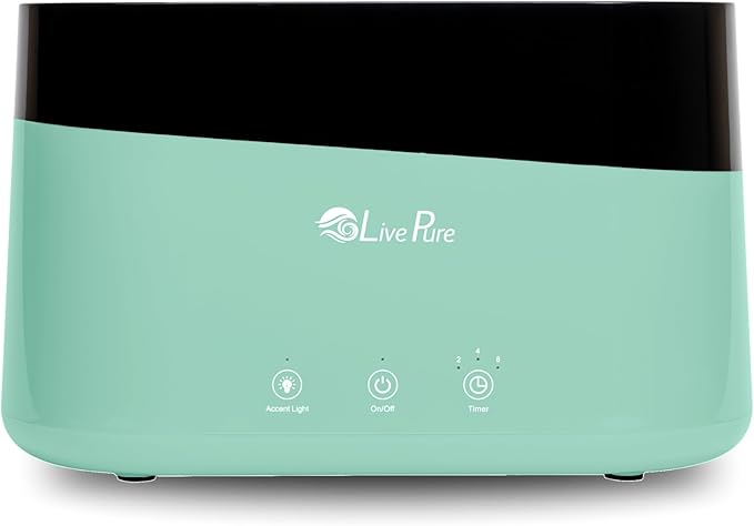 LivePure LP300HUM Aqua Flame Cool Mist Humidifier – Small Ultrasonic Plant Humidifier Indoor with Essential Oil Diffuser – Dorm Essentials, Apartment, Desks & Home Office Aqua - 0.20 Gal/ .75L by LivePure
