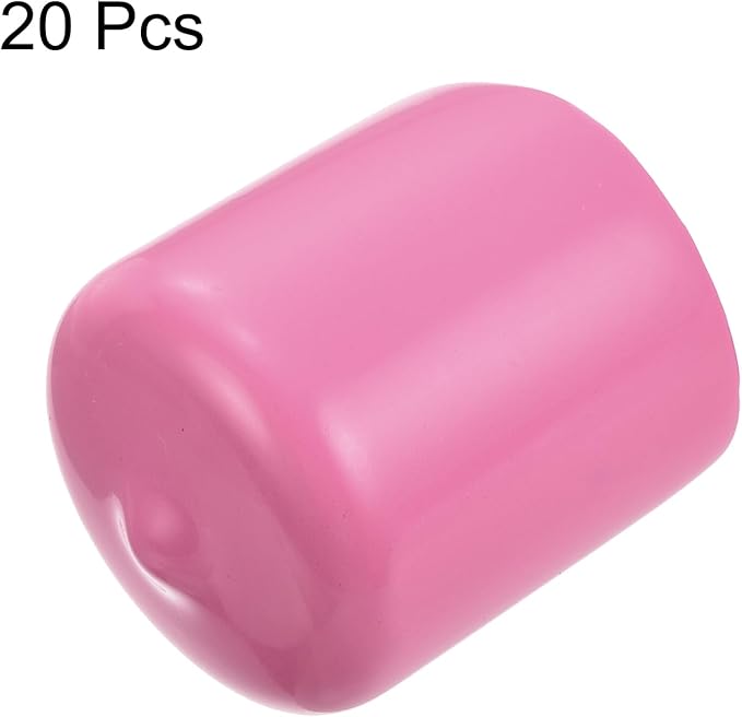 uxcell 20pcs Rubber End Caps 24mm ID Vinyl PVC Round Tube Bolt Cap Cover Screw Thread Protectors Pink - Image 2