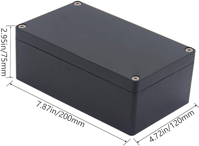 2 Pack Project Box IP65 Waterproof Junction Box ABS Plastic Black Electrical Boxes DIY Electronic Project Case Power Enclosure 7.87 x4.72 x2.95 inch (200x120x75 mm) - Image 2