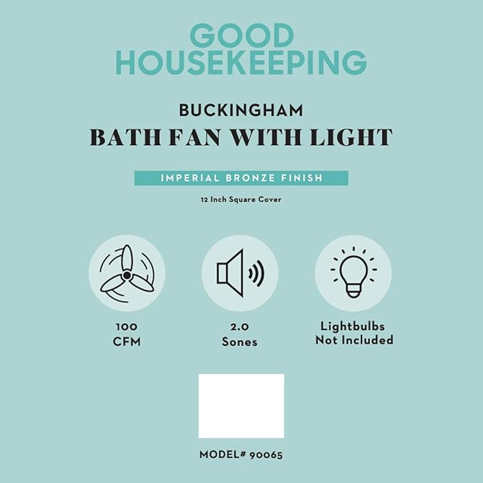 Good Housekeeping 90065 Buckingham Decorative Bathroom Ventilation Exhaust Fan with Light and Nightlight, Medium, Imperial Bronze - Image 3