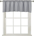 Home Queen Waffle Bathroom Window Curtain Valance, Short Straight Kitchen Window Topper, 60 x 16 Inch, Solid Grey by HomeQueen