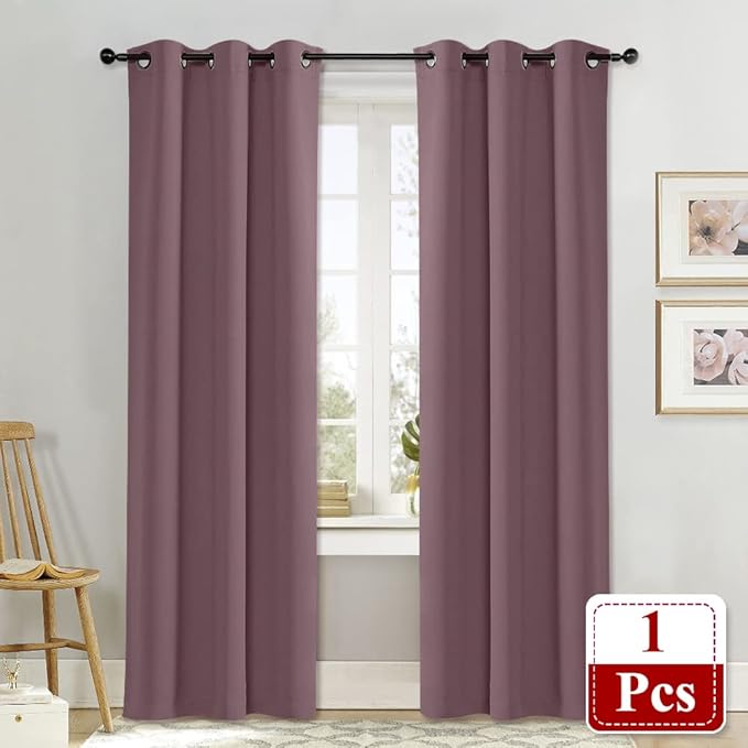 NICETOWN Dry Rose Blackout Room Darkening Drapery, Single Panel, 42 x 84-inch, Window Treatment Thermal Insulated Solid Grommet Curtain/Drape for Hall Home Decor - Image 2