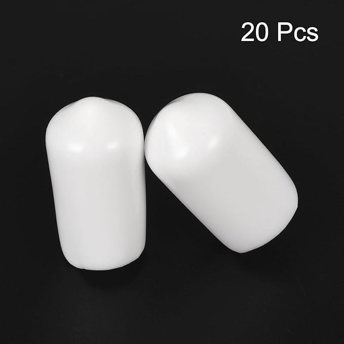 uxcell 20pcs Rubber End Caps 8.5mm ID Vinyl Round End Cap Cover Screw Thread Protectors White - Image 2