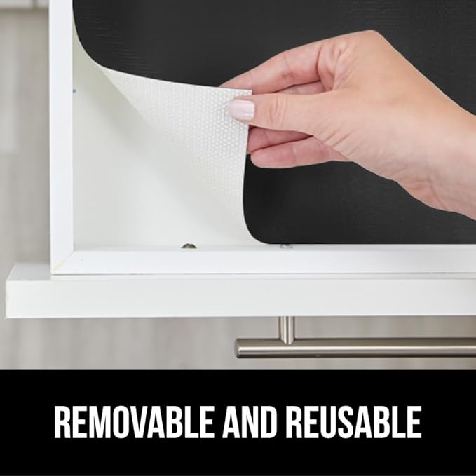 GORILLA GRIP DripGuard Shelf Liner, Non-Adhesive Drawer and Kitchen Cabinet Protector, 24x240 Inch, Strong Grip Slip Resistant Underside, Smooth Surface Liners for Cabinets, Bathrooms, Closets, Black - Image 6