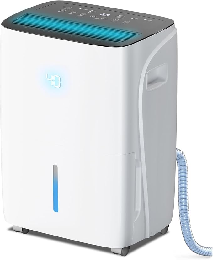 Max 120 Pint Dehumidifiers for Medium/Large Rooms, Bedrooms & Bathrooms & Basement, Custom Humidity Control, 43dB Quiet, 3 Modes, Home Dehumidifier with Drain Hose & 1.06 Gal Water Tank by Electactic