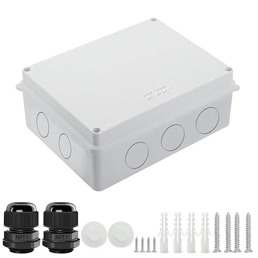LeMotech Junction Box, Electrical Box IP65 Water Resistant Dustproof ABS Plastic Project Enclosure for Electronics White 7.9 x 6.1 x 3.1 inch by LeMotech