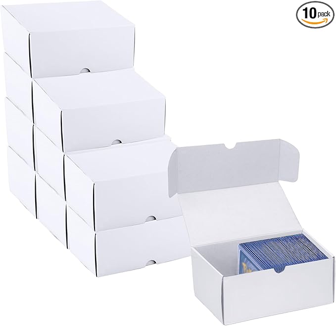 Toploader Trading Card Storage Box, 10-Pack 100 Count White Corrugated Cardboard Bulk Sports Top Loaders Storage Box for TCG/Magic/Mtg Basketball Cards, Collectible Trading Card Organizer by XRACV