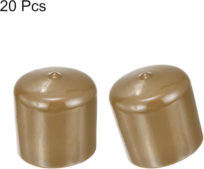 uxcell 20pcs Rubber End Caps 47mm(1 7/8") ID Vinyl PVC Round Tube Bolt Cap Cover Screw Thread Protectors Light Brown - Image 2