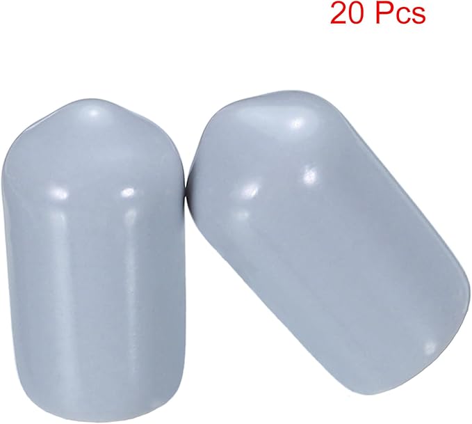 uxcell 20pcs Rubber End Caps 8mm(5/16") ID Vinyl PVC Round Tube Bolt Cap Cover Screw Thread Protectors Grey - Image 2