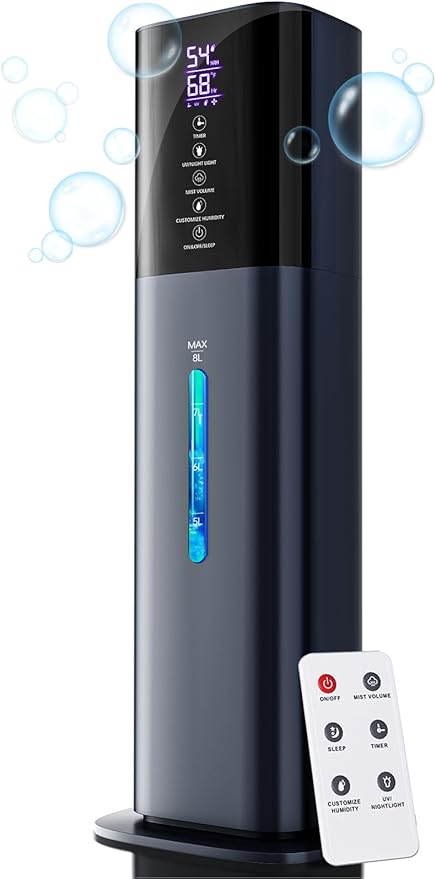 Humidifiers for Bedroom, 2.11Gal 8L Quiet Humidifiers for Large Room with Timer, 360°Nozzle, 3 Speed Ultrasonic Cool Mist Humidifier with Humidistat for Baby, Customize humidity for Home Adults Plants by letme