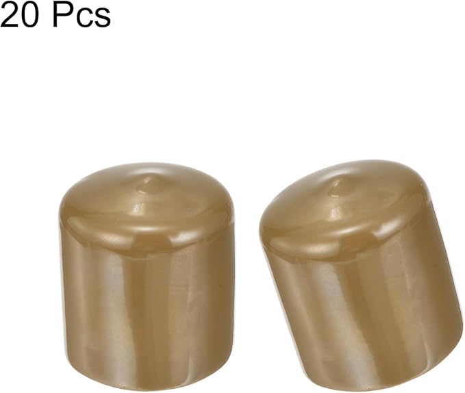 uxcell 20pcs Rubber End Caps 38mm(1 1/2") ID Vinyl PVC Round Tube Bolt Cap Cover Screw Thread Protectors Light Brown - Image 2