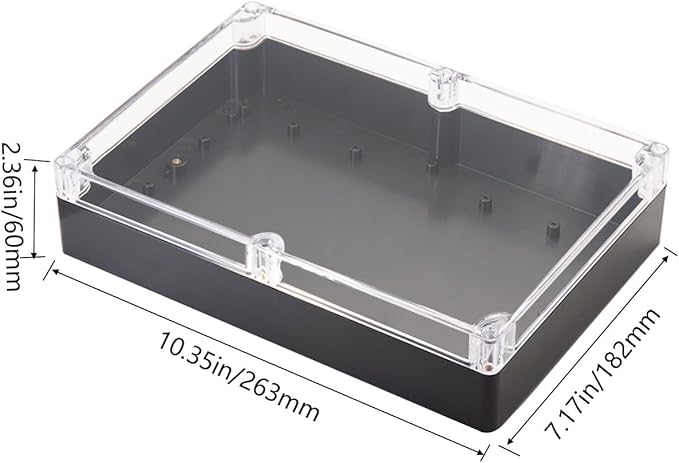 Project Box IP65 Waterproof Junction Box ABS Plastic Black Electrical Boxes DIY Electronic Project Case Power Enclosure Clear Cover 10.35“x7.17”x2.36“ - Image 2
