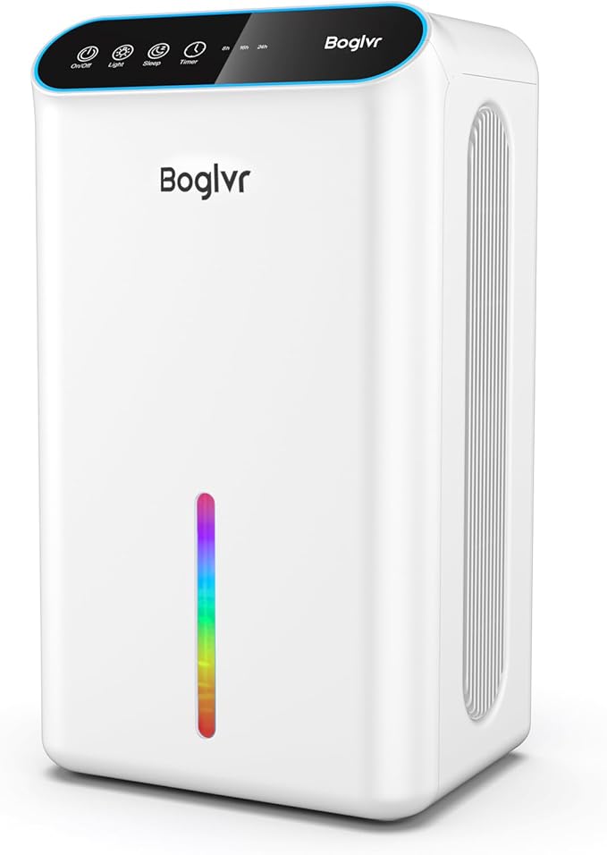 Dehumidifiers, Dehumidifier for Home (85 OZ, 800 sq.ft) Quiet Small Dehumidifier for Bedroom Bathroom Basement with Drain Hose, 3 Gear Timer, Sleep Mode, Auto Shut Off, 7 Color Ambient Light by boglvr