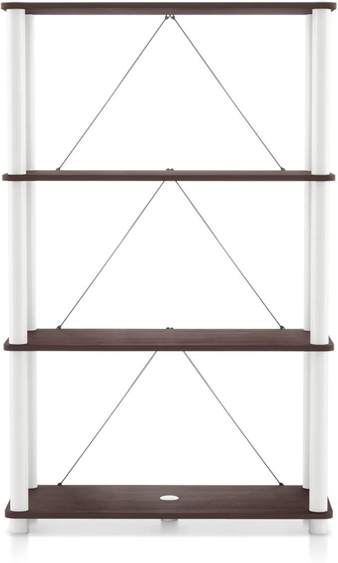 Homes: Inside + Out Apexa Modern 4-Tier Wide Shelving Units, Collectibles Display Shelves, Easy Assembly Standing Shelf, Home Storage Organizer for Living Room, Bedroom, Office, Espresso - Image 11