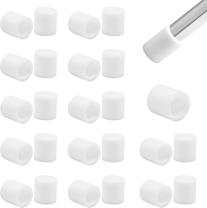 25 Pcs 3/8" (10 mm) Round Chair Leg Tips Caps, Silicone Rubber Furniture Leg Floor Protectors, Reduce Noise Folding Metal Chair Leg Cap Replacement for Bar Stool Leg Patio Indoor, White by BOPOREAE