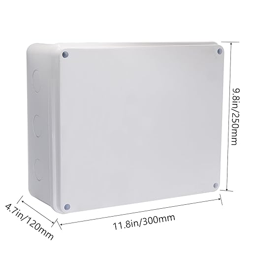 Junction box Dustproof Waterproof IP65 ABS Plastic Electrical Boxes, Indoor & Outdoor Electrical Power Cord Enclosure Universal Project Box DIY Case White 11.8 x 9.8 x 4.7 inch(300x250x120mm) - Image 2