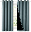 NICETOWN Extra Long Truly Blackout Drapes for Hall and Villa, 46-inch Width Each Panel, 45-inch Length, Greyish Blue, 2 Pieces, 100% Blackout Window Curtains with Black Lined for Night Shift Worker by NICETOWN