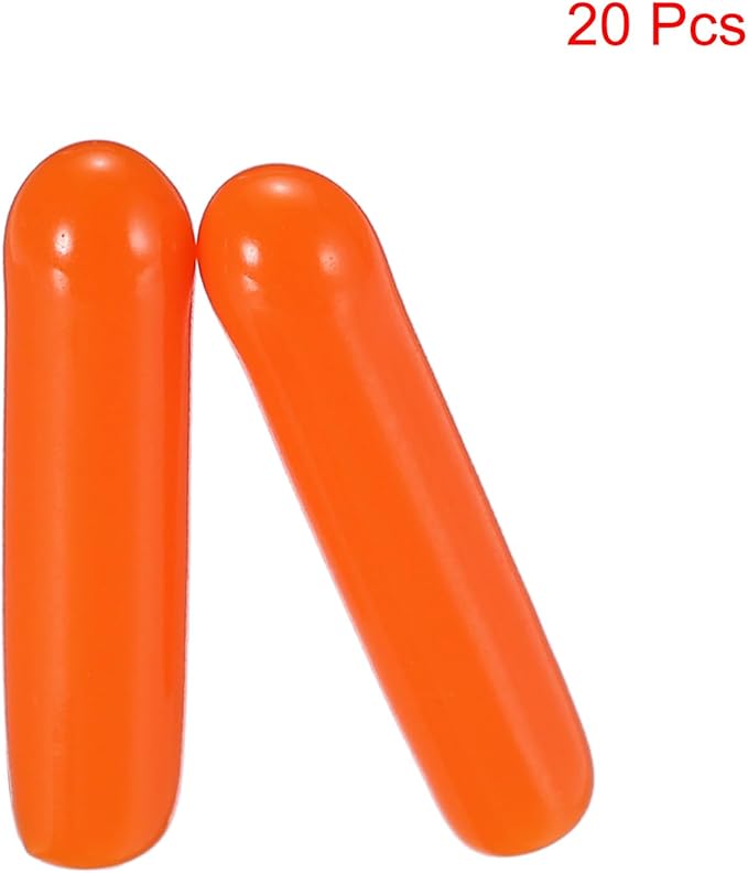 uxcell 20pcs Rubber End Caps 2mm(1/16") ID Vinyl PVC Round Tube Bolt Cap Cover Screw Thread Protectors,Orange - Image 2