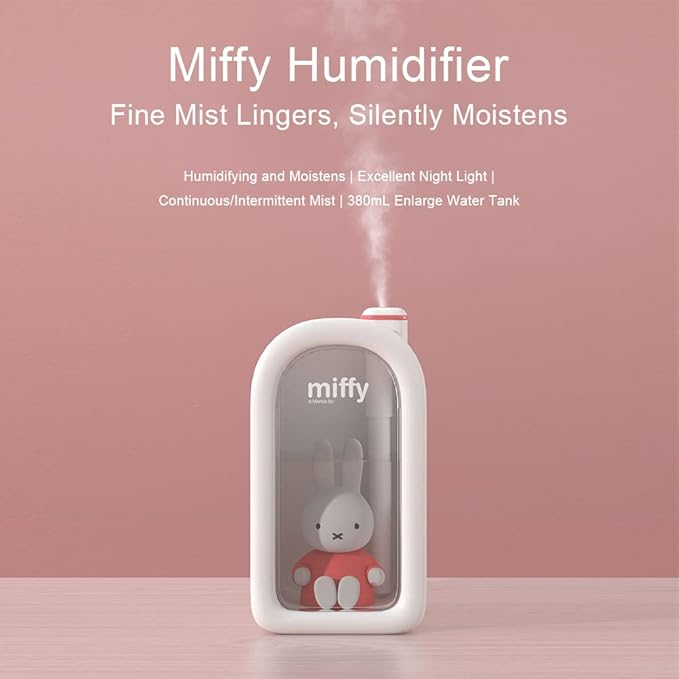 Mipow X Miffy Cool Mist Humidifier - Ultrasonic Quiet , Mini Cute Humidifier with Night Light for Bedroom/Babies Nursery/Office, 380ml - Image 3