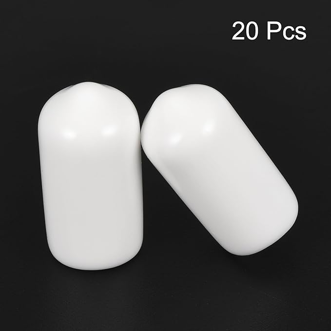 uxcell 20pcs Rubber End Caps 7.5mm ID Vinyl Round End Cap Cover Screw Thread Protectors White - Image 2