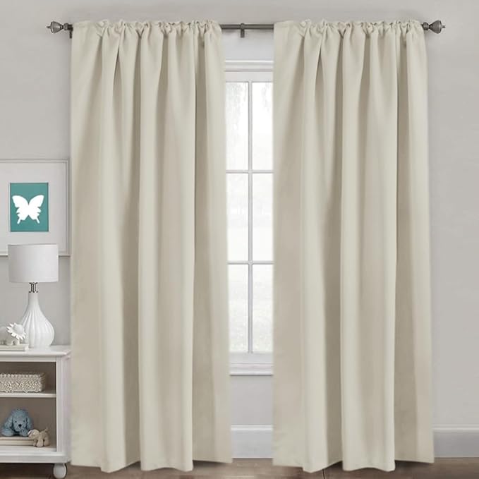 H.VERSAILTEX Light Reducing Curtains Thermal Insulated Window Treatment Panels Room Darkening Privacy Assured Drapes for Living Room Back Tab/Rod Pocket Bedroom Drapes 2 Panels, Ivory - 52 x 96 Inch - Image 2