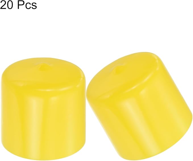 uxcell 20pcs Rubber End Caps 32mm(1 1/4") ID Vinyl PVC Round Tube Bolt Cap Cover Screw Thread Protectors Yellow - Image 2