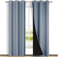 NICETOWN Full Shade Curtain Panels, 37" Wide x 80" Long, Vintage Blue, Pair of Thermal Insulated & Energy Efficiency Blackout Drapes for Living Room, Lined Silky Performance Window Dressing by NICETOWN