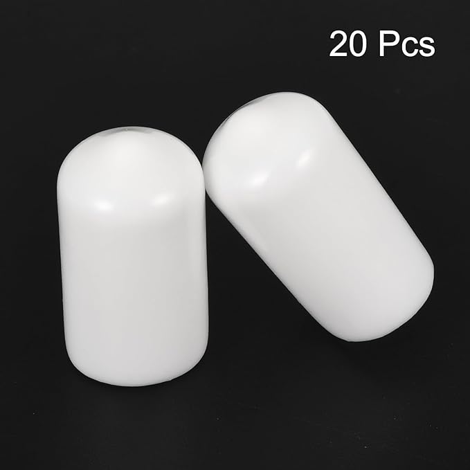 uxcell 20pcs Rubber End Caps 11mm ID Vinyl Round End Cap Cover Screw Thread Protectors White - Image 2