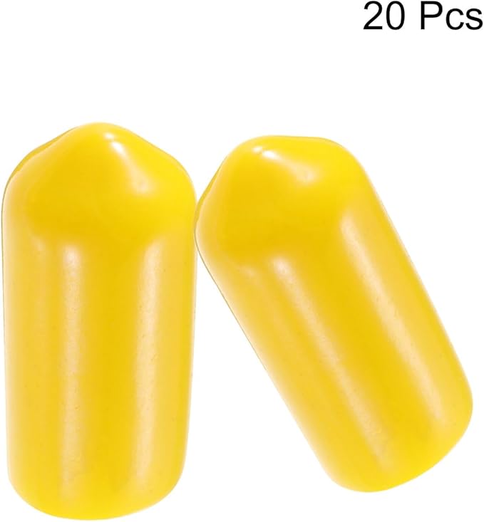 uxcell 20pcs Rubber End Caps 7mm ID Vinyl PVC Round Tube Bolt Cap Cover Screw Thread Protectors Yellow - Image 2
