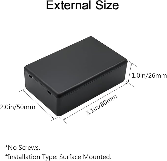 LeMotech Project Box 10 Pieces ABS Plastic Electrical Project Case Small Junction Box for Electronics Black 3.1 x 2.0 x 1.0 inch (80 x 50x 26 mm) - Image 2
