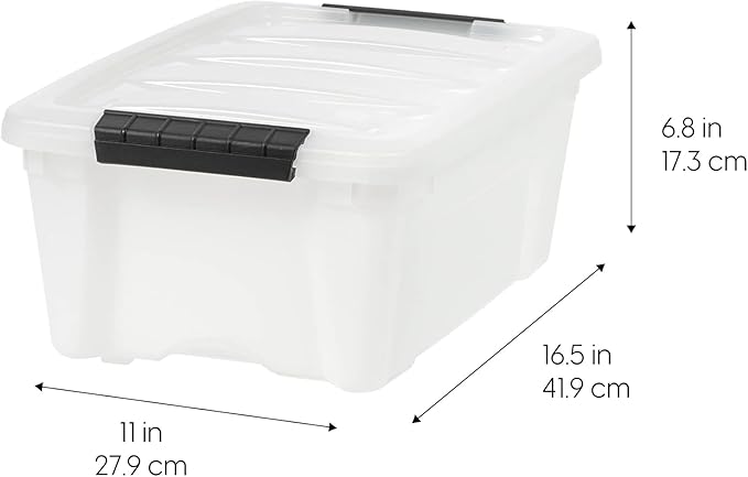 IRIS USA 13 QT Plastic Storage Box with Lid and Latches - 6 Pack - BPA-Free, Discreet Organizing Solution, Durable Nestable Stackable Containers, Secure Pull Handle - Pearl - Image 2