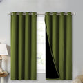 NICETOWN 100% Blackout Blinds, Set of 2, 46" x 45", Olive Green, Laundry Room Decor Window Treatment Curtains for Large Patio Sliding Door, Thermal Insulated Curtains for Bedroom by NICETOWN