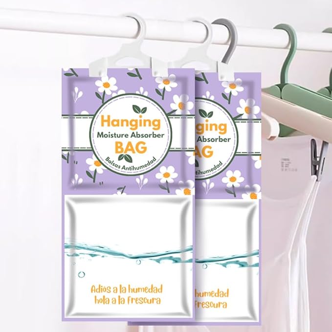 Hanging High-Purity Moisture Absorber, 20 pack with Activated Carbon, eliminates musty odors during humid summers, ideal for drawers and wardrobes,15% greater moisture absorption. (162 oz) - Image 3