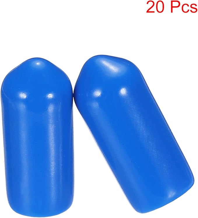 uxcell 20pcs Rubber End Caps 6.5mm ID Vinyl PVC Round Tube Bolt Cap Cover Screw Thread Protectors Blue - Image 2