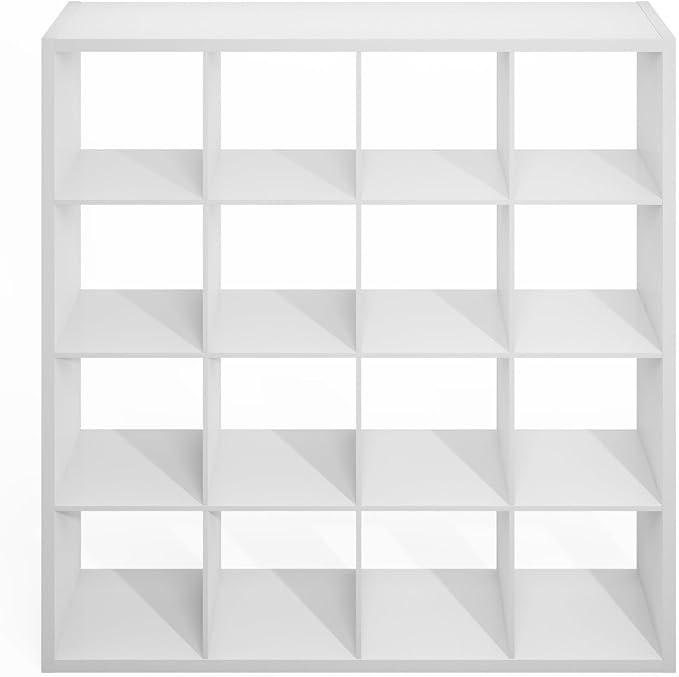 Furinno Simple Cube Storage Organizer, 16-Cube Display Shelf, Open Back Shelving Unit, Storage Shelves, Extra Thick Frame, for Organization and Storage, Living Room, Home Office, White - Image 7