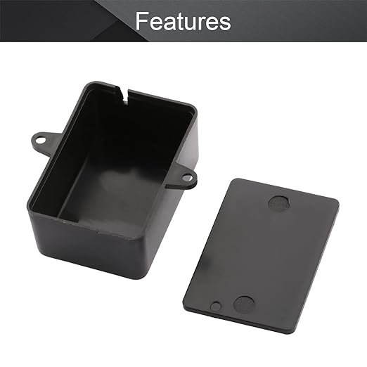 Fielect 9Pcs Dustproof Electronic Junction Box Plastic Enclosure Project Box with Ear for Electronic Projects ABS Black 2.01 x 1.38 x 0.91 inch - Image 3