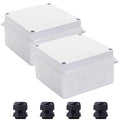 Junction Box, 2 Pcs Reserved Holes Electrical Boxes Waterproof IP65 ABS Plastic Electrical Power Cord Enclosure Project Box White 3.9 x 3.9 x 2.8 inch(100x100x70mm) by LuSumtly