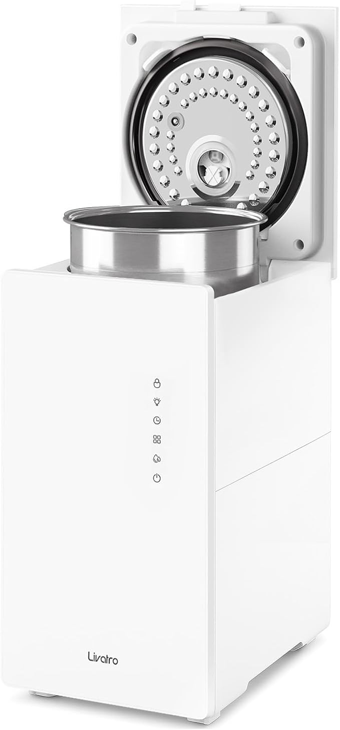 6L Stainless Steel Warm Mist Humidifier with Easy Clean and Warm Steam Function, Healthy Air Mist Humidifiers for Bedroom Living Room, with Sleep Mode and Auto-off Setting by Livatro