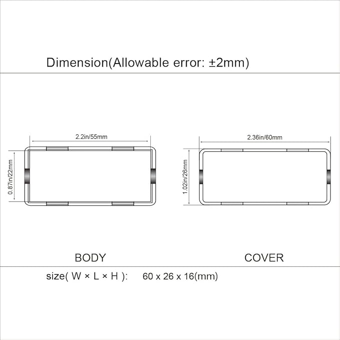 LeMotech Project Box 10 Pieces ABS Plastic Electrical Project Case Small Junction Box for Electronics Black 2.4 x 1.0 x 0.6 inch (60 x 26 x 16 mm) - Image 7