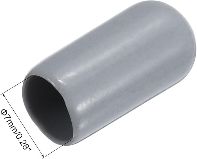 uxcell 20pcs Rubber End Caps 7mm ID Vinyl PVC Round Tube Bolt Cap Cover Screw Thread Protectors Grey - Image 3